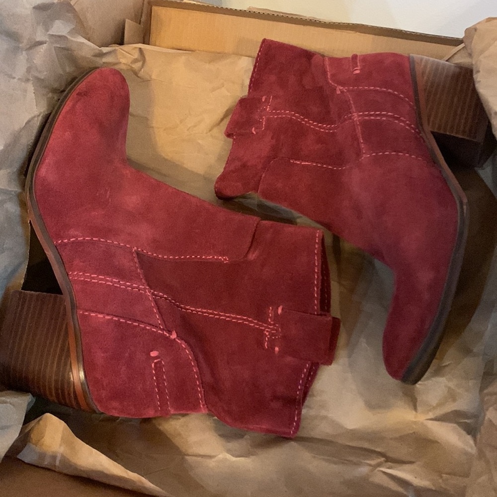Red Suede Cowboy Booties